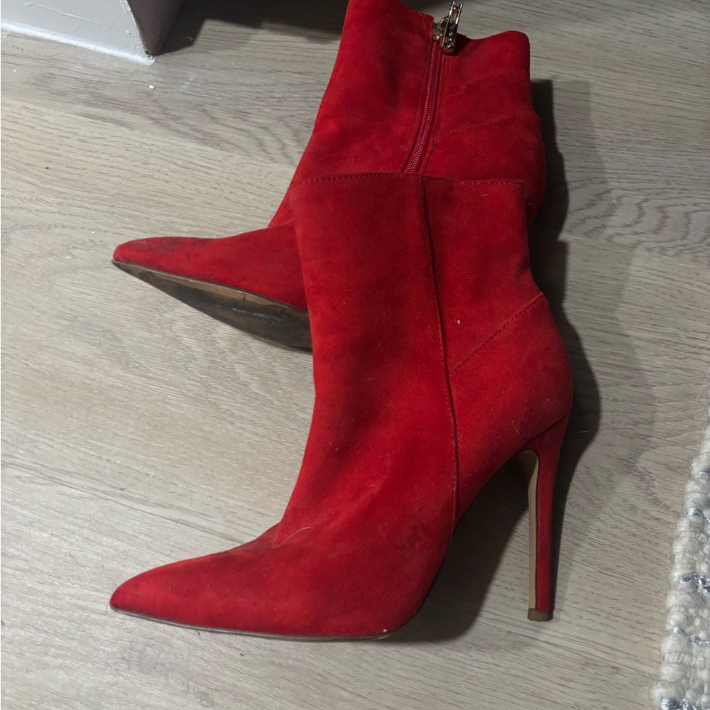bebe Red Suede Heeled Boots